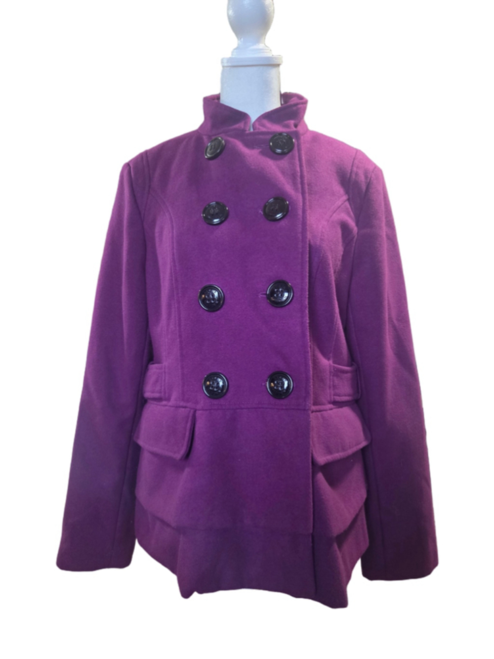 Women's Unbranded Pea Coat Size L Purple Floral Lining
